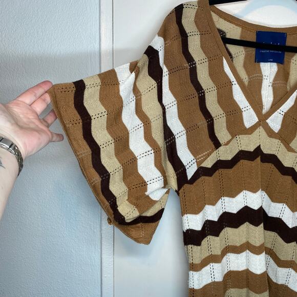 Y2k Absolutely Creative Striped Lightweight Babydoll Sweater Boho Indie Large - Picture 9 of 9
